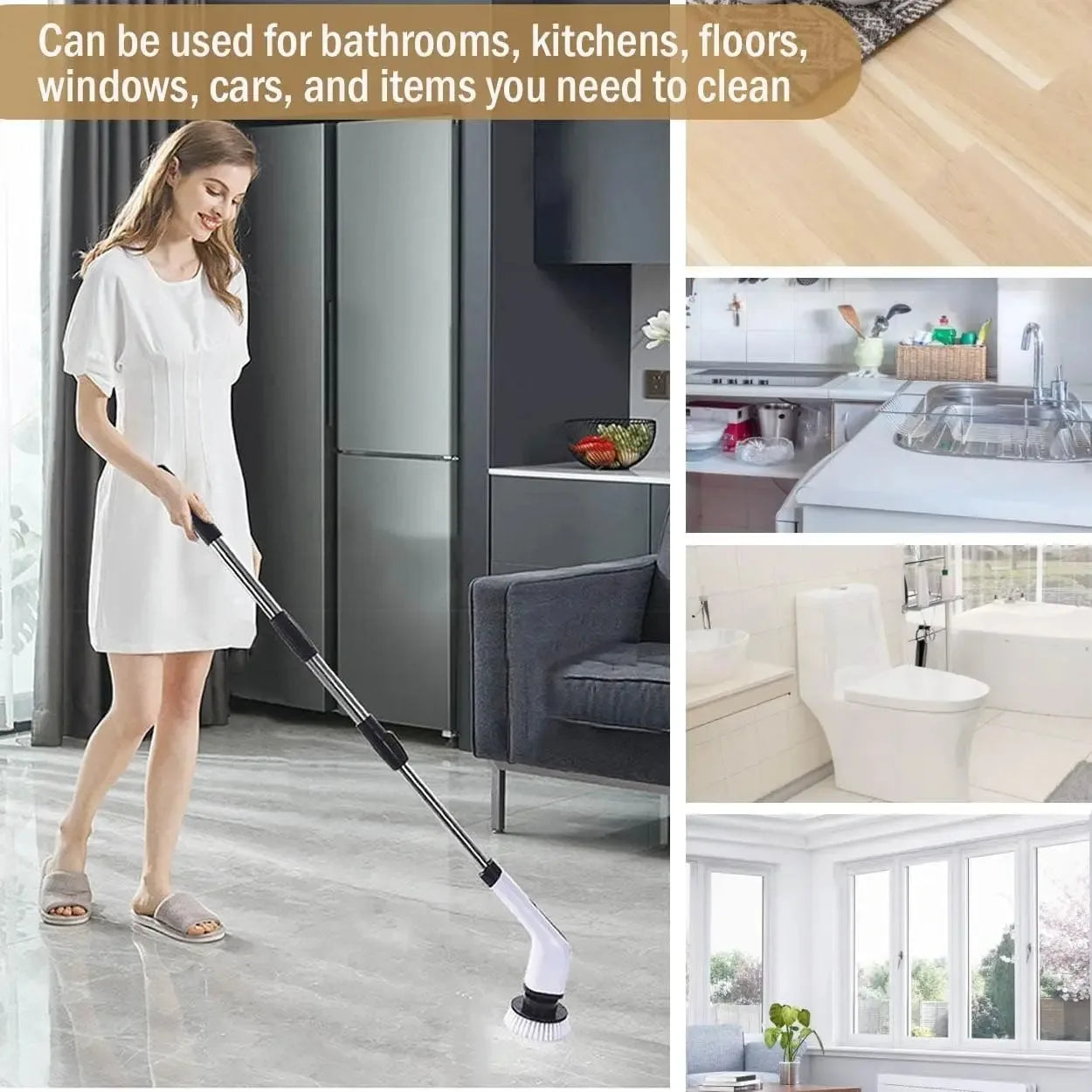 Powerful Cordless Spin Scrubber Electric Cleaning Brush for Bathroom Shower Sink Tile Grout Kitchen