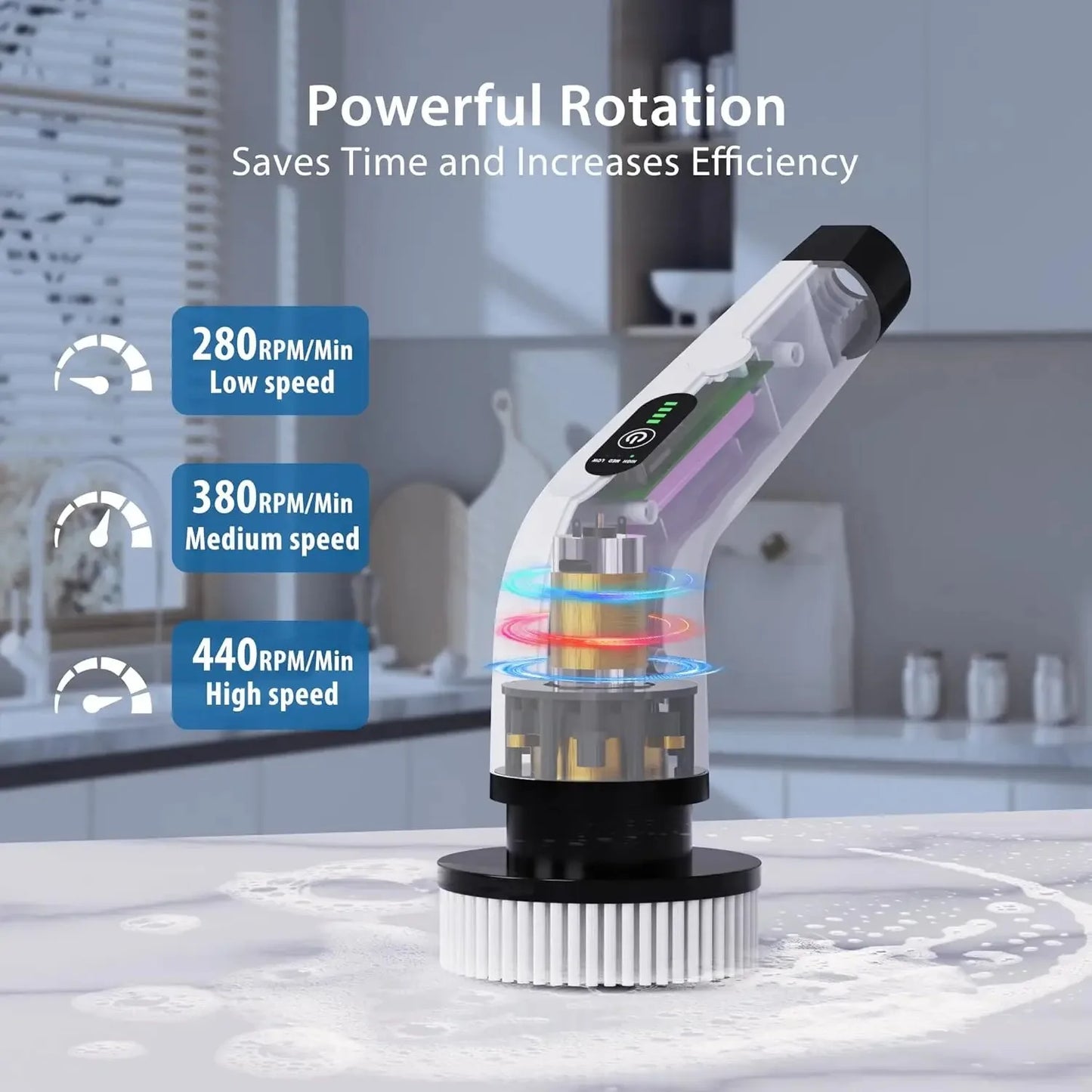 Powerful Cordless Spin Scrubber Electric Cleaning Brush for Bathroom Shower Sink Tile Grout Kitchen